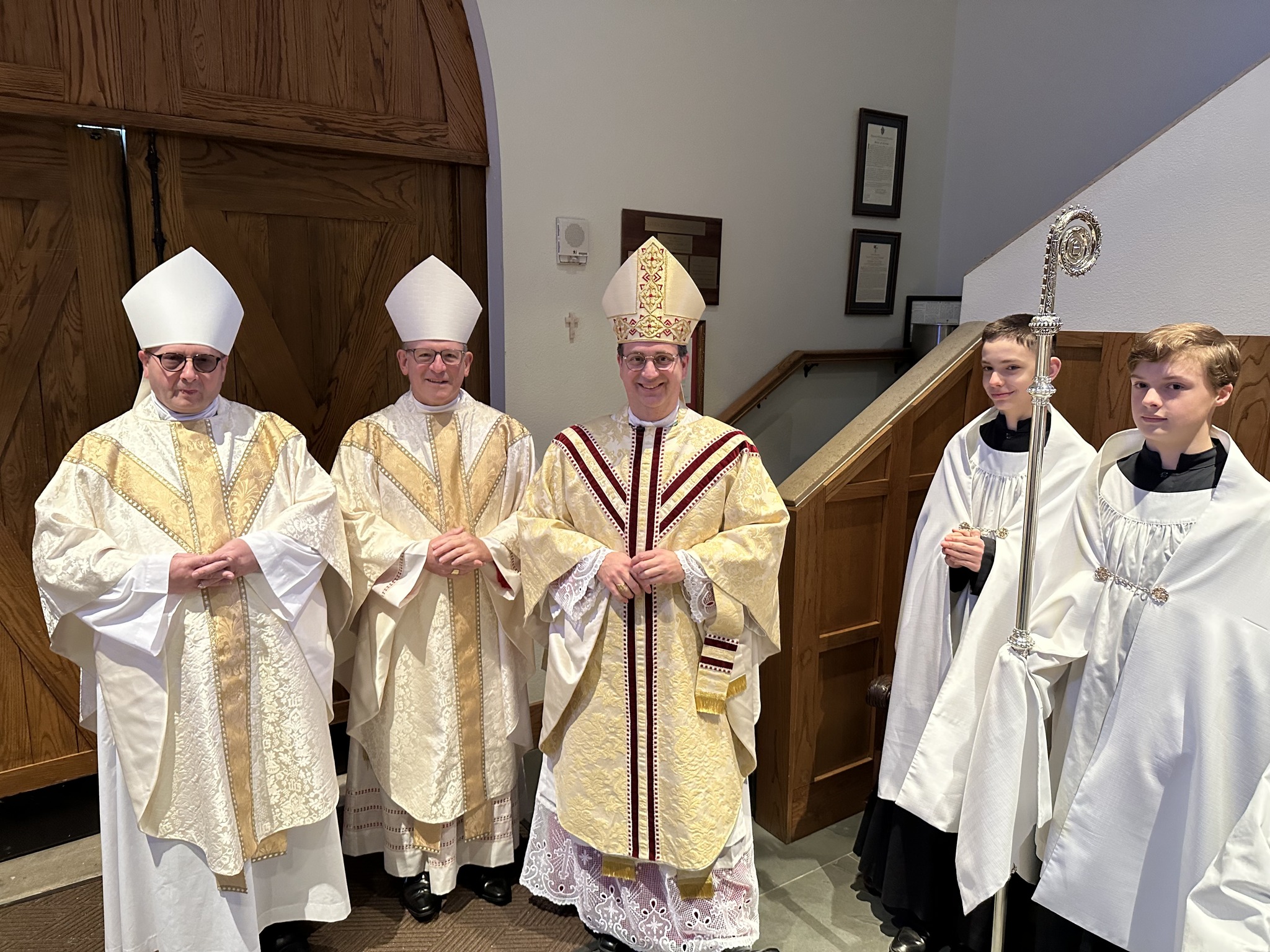 The gathering of the Bishops of the three Ordinariates ( Bishop Waller, Bishop Randazzoat, and Bishop Lopes ) at Our Lady of Walsingham in Houston, TX